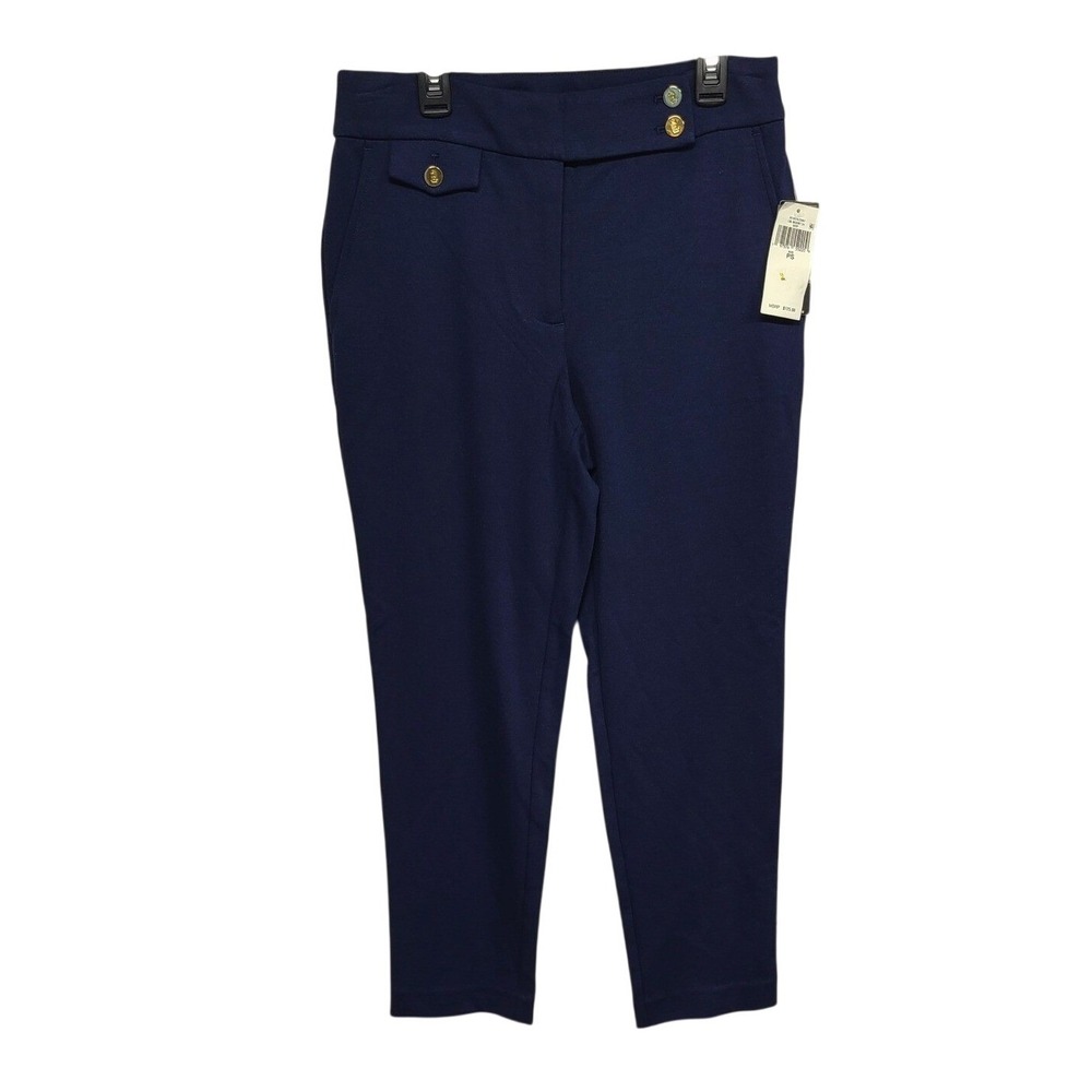 Lauren Ralph Lauren Petite Navy Blue Cropped Pants Gold Button Detail Size PS‎